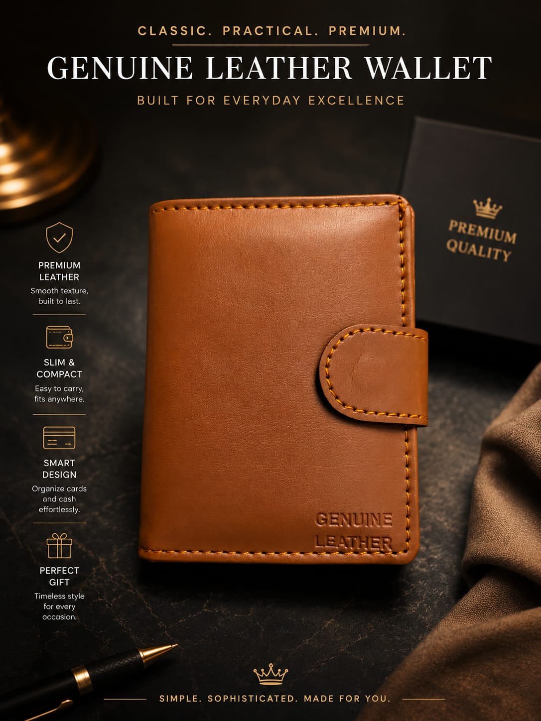 Genuine Leather Wallet – Premium Slim Card Holder for Men