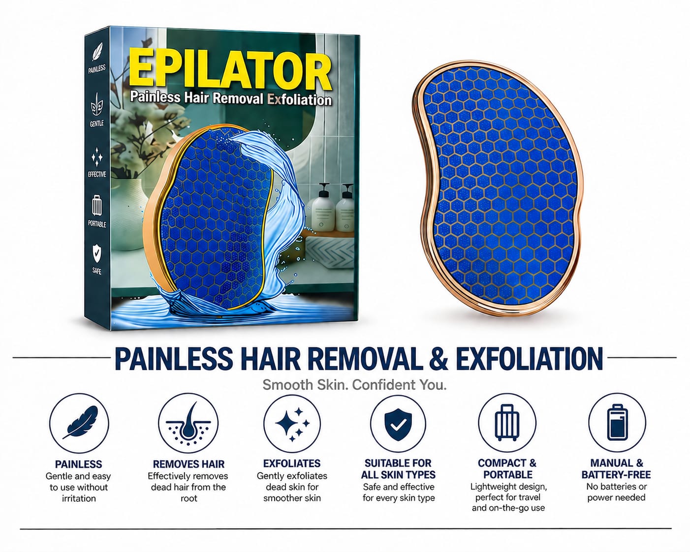 Crystal Hair Eraser – Painless Hair Removal & Exfoliator