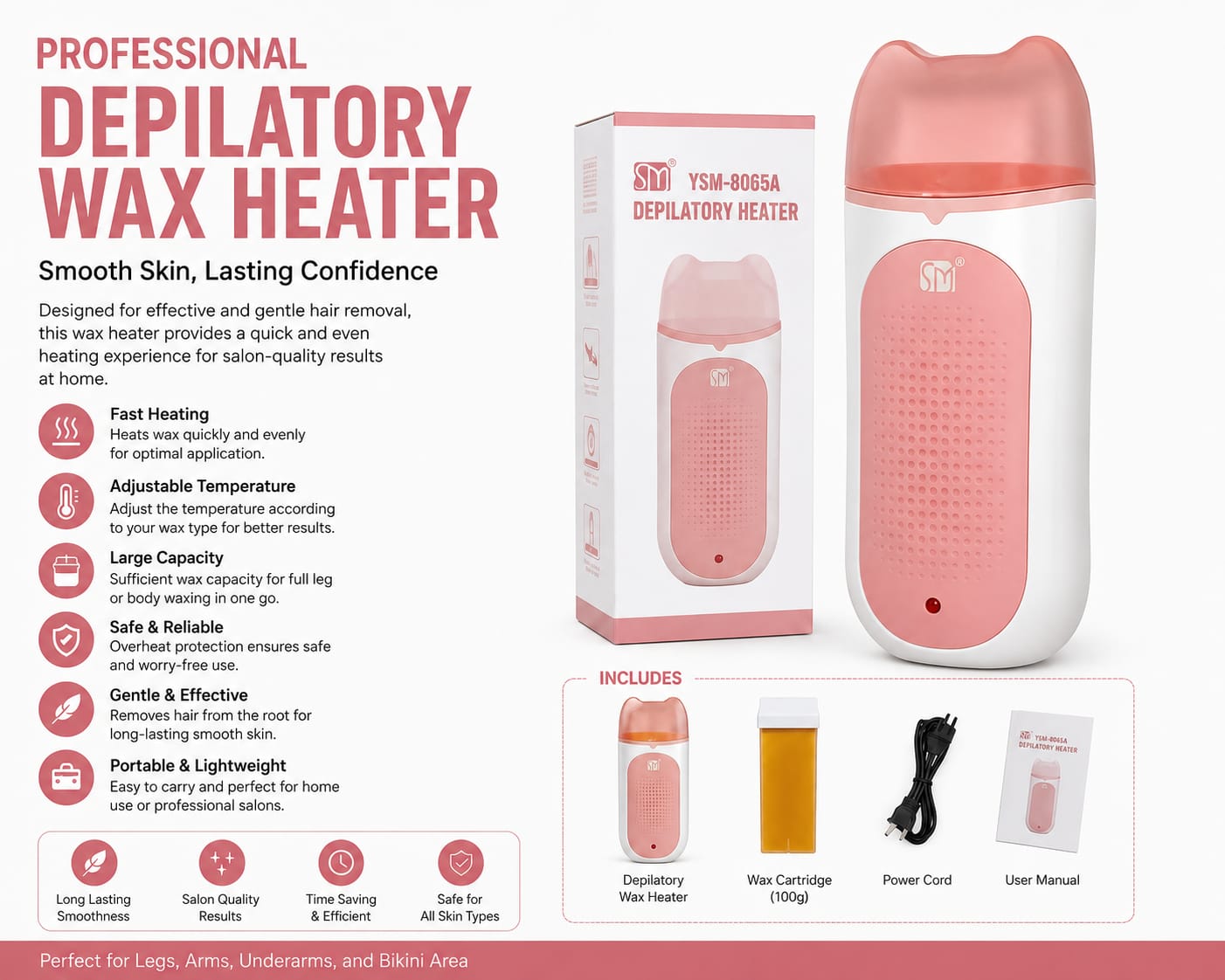Professional Depilatory Wax Heater – Fast Heating Hair Removal Kit 💗