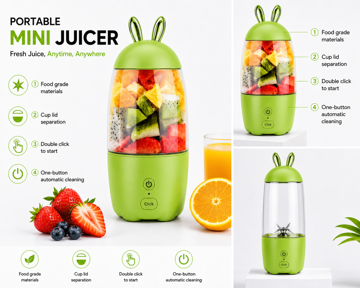 Cute Rabbit Mini Juicer Cup – Portable Fruit Blender